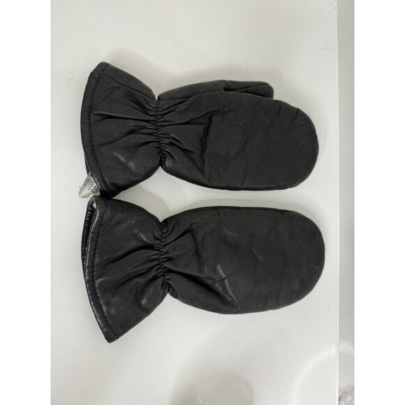 Black Leather Mittens - Picture 5 of 5